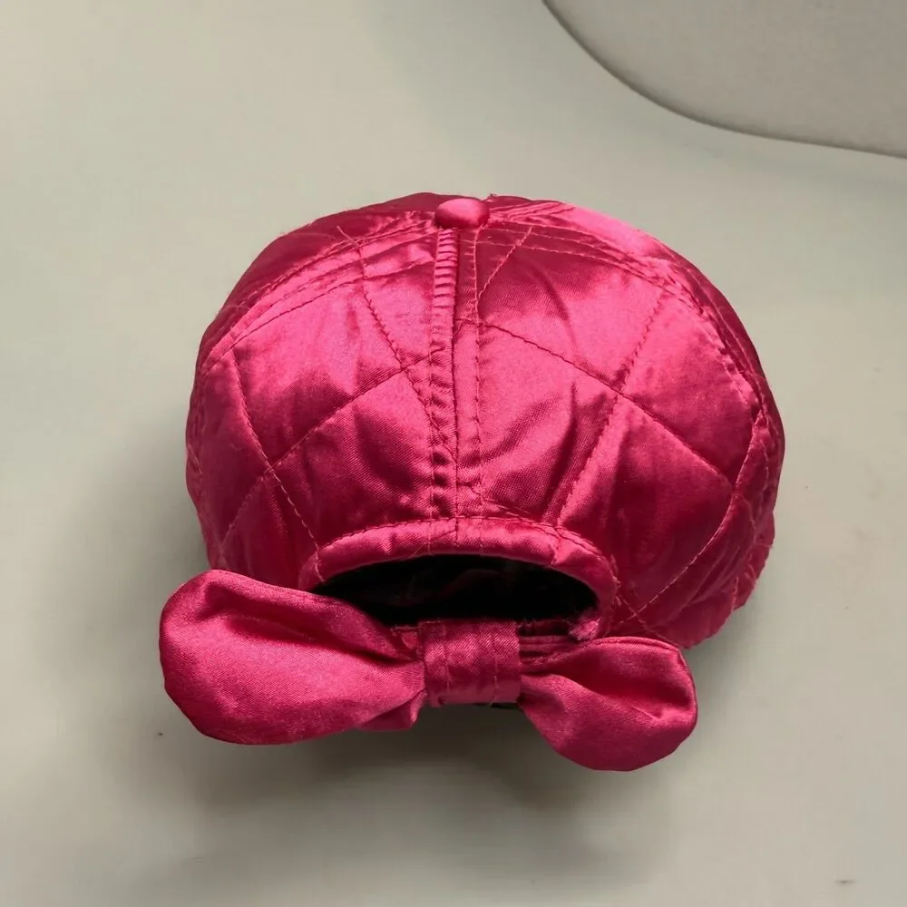 Minnie Mouse Glamour Vintage Quilted Disney Store Hat Cap Pink Satin 4-6X